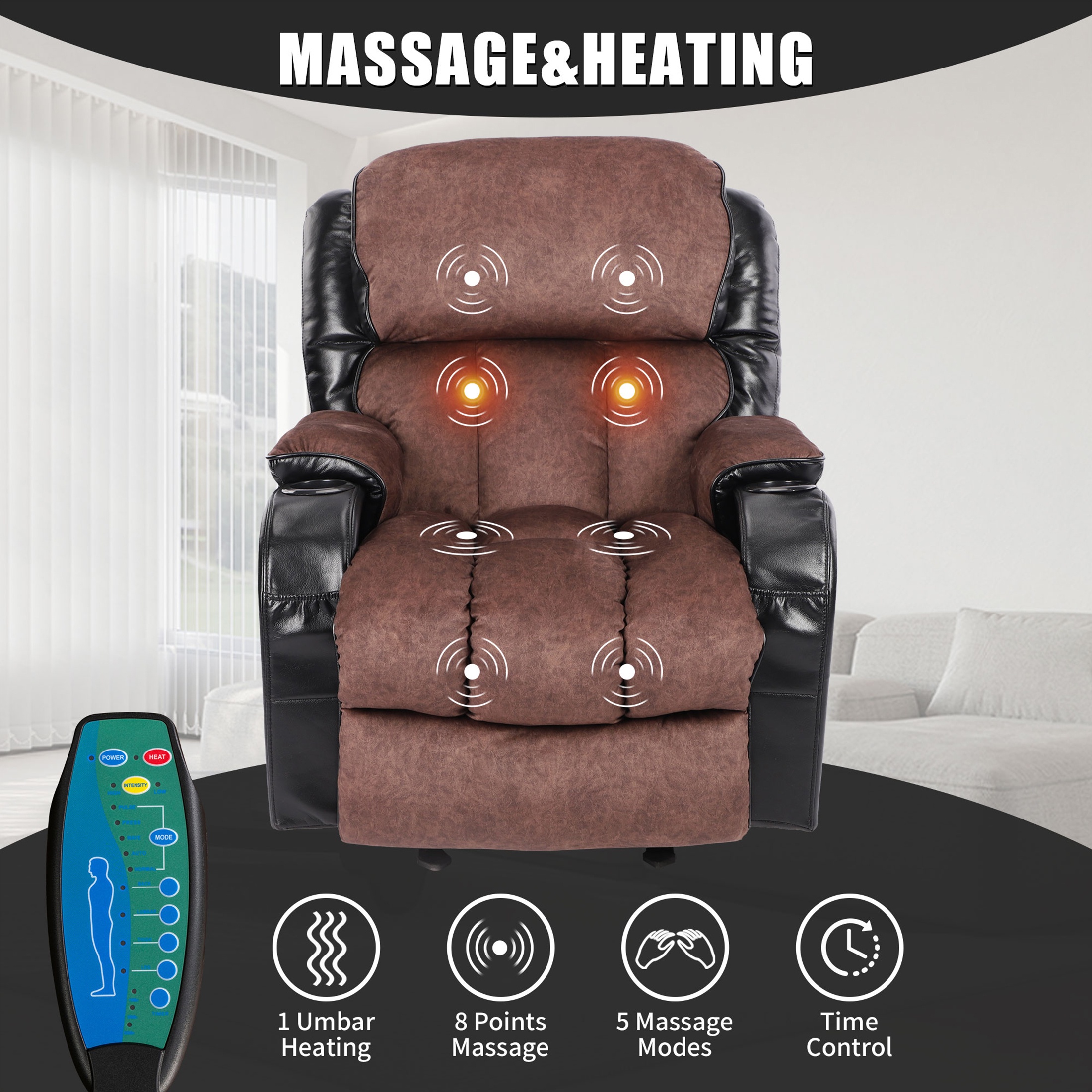 Electric Recliner Chair with Remote Control, Modern Ergonomic Lounge Recliner with Side Pocket for Adults and Elderly, Single Sofa for Living Room Home Theater, Gray