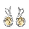 Platinum-Plated Sterling Silver Floral Lace-Cut Citrine Pave CZ Earrings