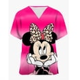 thumbnail image 4 of Blusas médicas con estampado de Mickey Mouse de Disney para mujer, blusas de manga corta con cuello en V, uniforme de enfermera, blusa de trabajo con estampado de dibujos animados, uniforme de mujer, 4 of 5