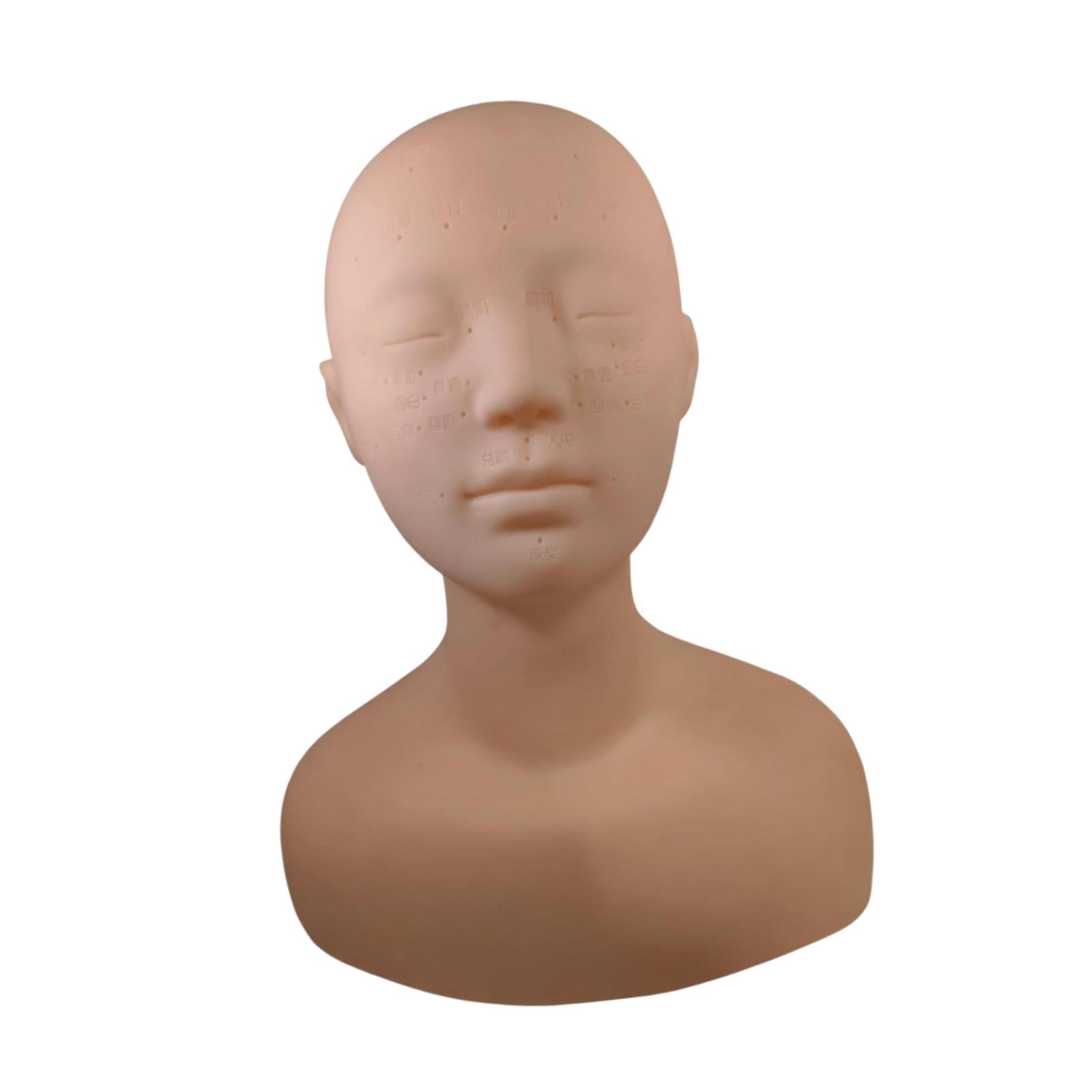 Serenable Training Mannequin Head Silicone Face Model Spa Massage Practice Tool Lifelike Features Suitable for Massage Learning Beauty Training Eyelash Practice Normal