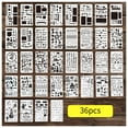 thumbnail image 3 of 36pcs Children Drawing Stencils Kit PET Material Reusable Painting Template Birthday Gift for DIY Craft Journal Notebook Diary Scrapbooking Card Decoration Wood Burner Pen Tool, 7.0 * 4.0in, 3 of 9