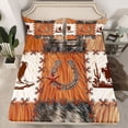thumbnail image 2 of Manfei Texas Star Horseshoe Full Size Sheets 4-Piece for Kids Children Teens,Western Cowboy Breathable Bed Sheets,Cow Print Patchwork Lightweight Sheet Sets,Lightweight Room Decor, 2 of 7