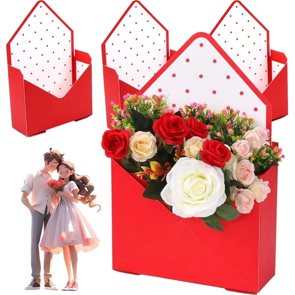 Valentine Envelope Boxes, Valentines Day Red Envelope Gift Box, Romantic Boxes for Gifts, for Valentine's Day Wedding Party Mother's Day Party Presents Supplies (Red)