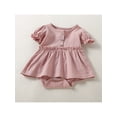 thumbnail image 3 of Xingqing Barboteuse-Robe pour Bébés Filles, Vêtements d'Été, Uni, Manches Courtes, Boutons, Volants, Combinaison, Cache-Couche, 3 of 7