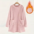 thumbnail image 3 of Lenpel Women's Plus Size Fleece Sweatshirts Long Sleeve Mock Neck Fuzzy Oversized Sweatshirts Plus Warm Pullover Tunic Tops with Pockets(Pink,Large), 3 of 3