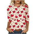 thumbnail image 2 of Gamivast Valentines Day Sweatshirts for Women Plus Size 3/4 Sleeve Cute Heart Love Graphic Blouse Holiday Casual Crew Neck Tunic Trendy Tees, 2 of 5