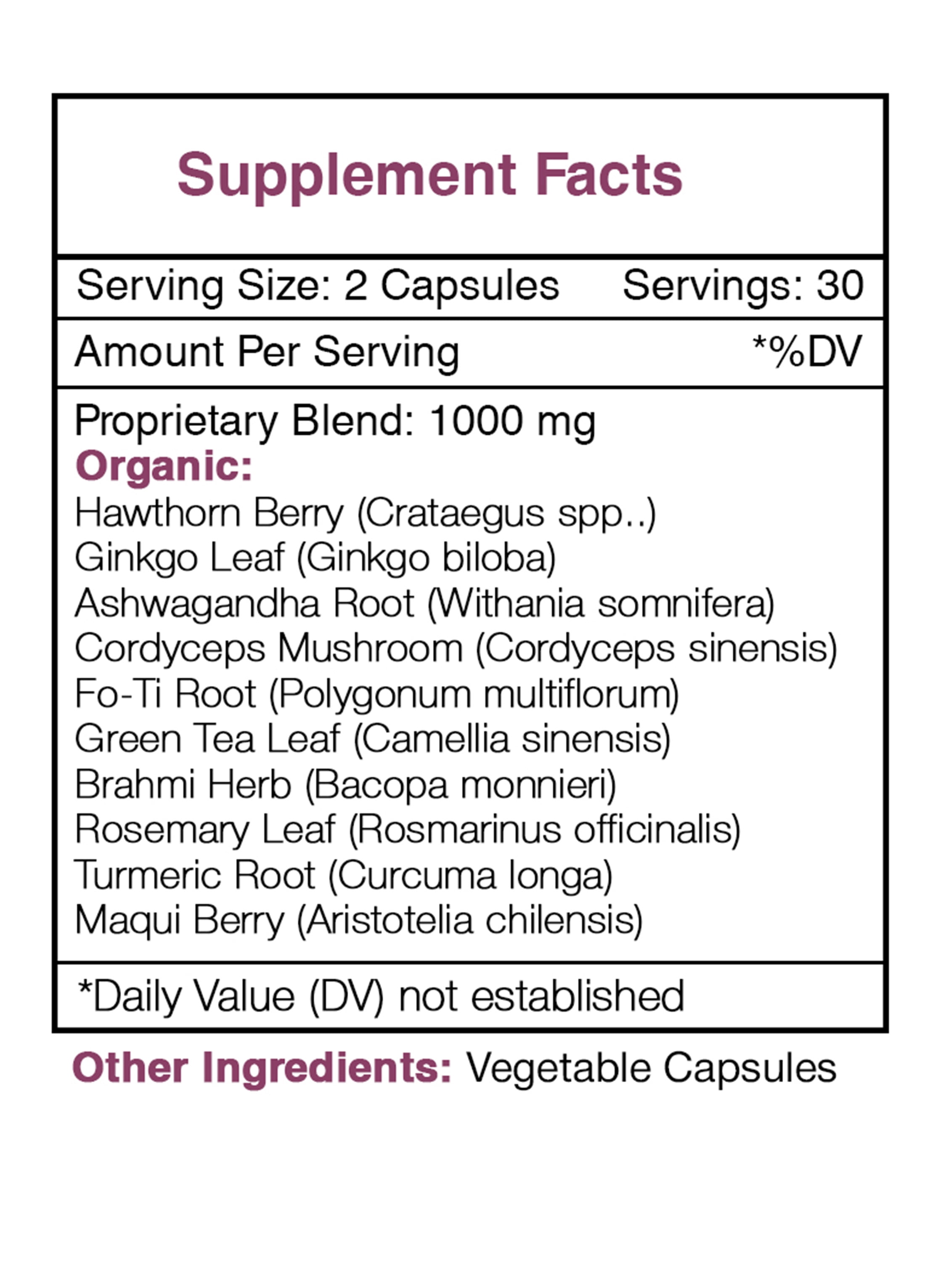 Secrets of the Tribe Youth Secret Capsules Dietary Supplement, Natural Herb Blend, Made from Hawthorn, Ginkgo, Ashwagandha, Cordyceps, Fo-Ti Root, Green Tea, Brahmi, Rosemary, Turmeric 60 Count