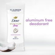 Dove 0% Aluminum Womens Deodorant Stick, Coconut and Pink Jasmine, 2.6 oz