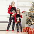 thumbnail image 4 of 2023 New Christmas Pajamas for Family Long Sleeve Deer Print Raglan Tops + String Lights Pants 2 Pieces Set Home Wear, 4 of 4