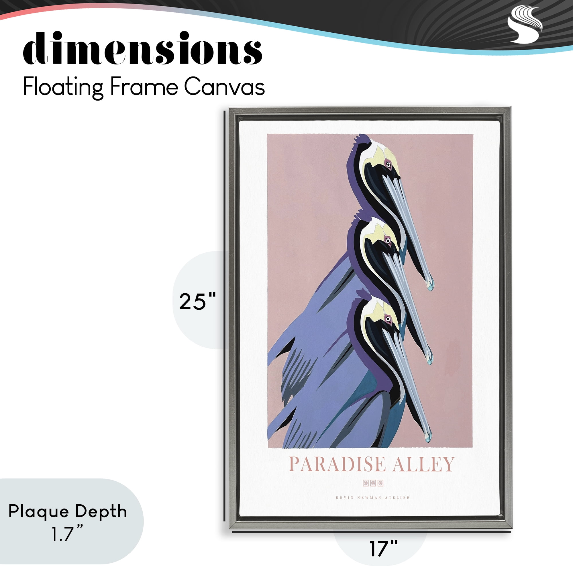 Stupell Industries Paradise Alley Pelican Trio Gray Framed Floater Canvas Wall Art, design by Jadei Graphics