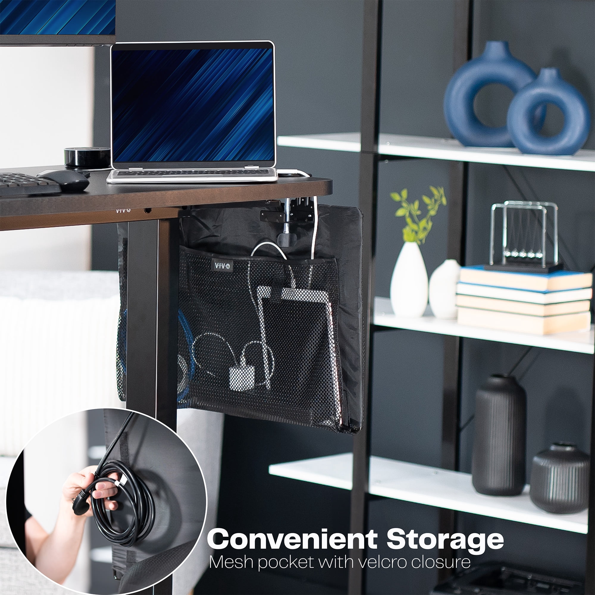 VIVO Black Clamp-on 24" Privacy & Cable Management Sleeve Panel Kit for Desk