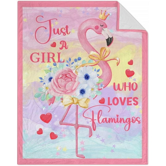 Flamingo Blanket Gift - 40 x 50 Inches Aesthetic Throw Blanket for Flamingo Lovers, Girls & Women - Pink Soft Fuzzy Blankets for Bed, Couch & Travel