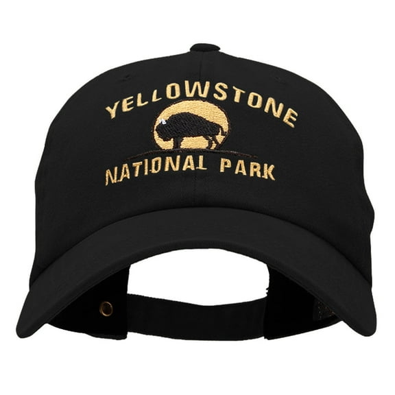 Yellow Stone Embroidered Unstructured Pigment Dyed Cotton Cap - Black OSFM