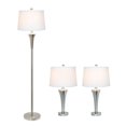thumbnail image 3 of Elegant Designs Tapered 3 Pack Lamp Set (2 Table Lamps, 1 Floor Lamp) with White Shades, 3 of 10