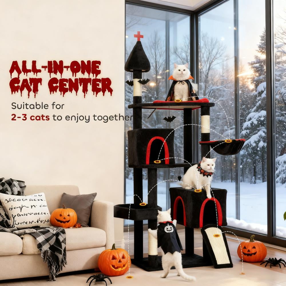 78" Cat Tree Cat Tower with Coffin Bed
