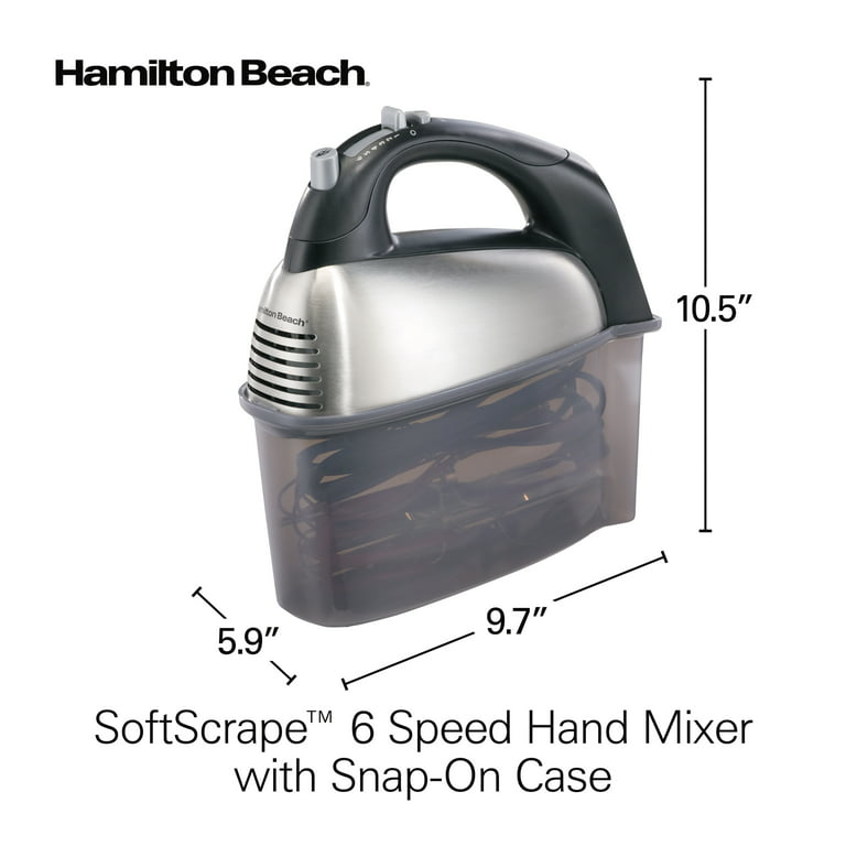 Hamilton Beach 6-Speed White Hand Mixer with Snap On Case 62695V