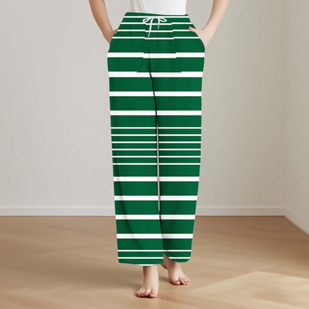 Nmnitkp Women s Pajama Pants with Pockets Soft Comfort Lounge Sleep Pant Loose Stretch Pj Bottoms Green S