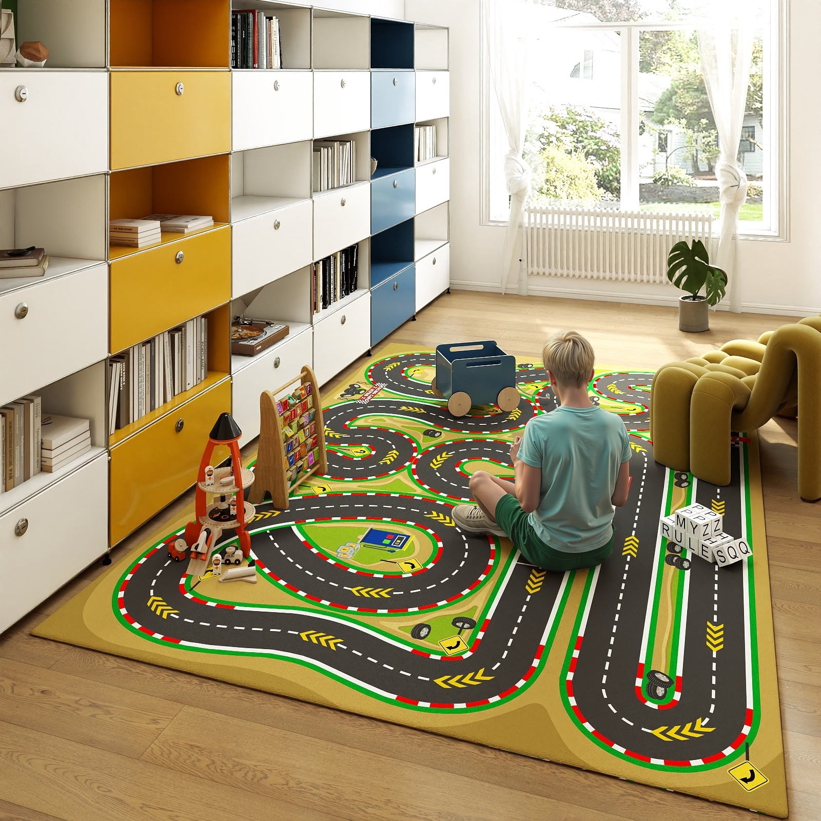 SARAG Kids' Car Track Rug Play Area Rug Ideal for Playrooms