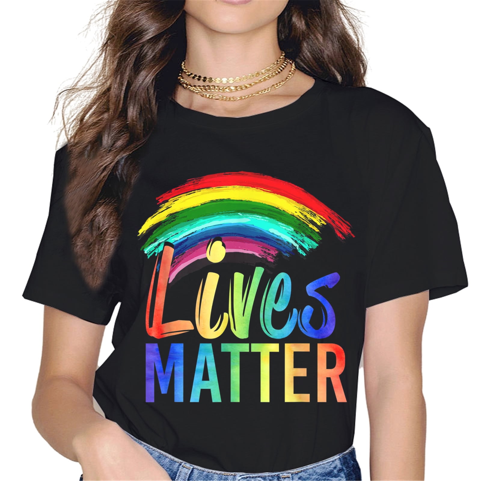 Women Tops Rainbow Lives Matter Pride T-Shirt LGBTQ Gay & Lesbian Pride ...