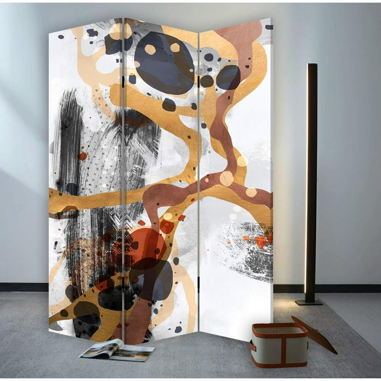Three Panel Reversible Bamboo Art Room Divider Screen Three Panel Reversible Bamboo Art Room Divider Screen