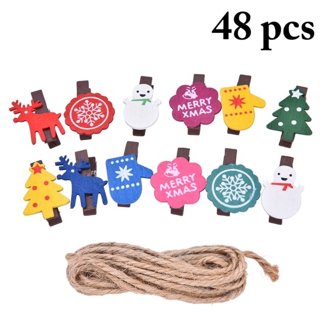 Christmas Wood Clips Lovely Photo Clothespin Craft Clothespin with Burlap String