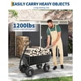 thumbnail image 4 of Heavy Duty Garden Dump Cart, 7 CU.FT Poly Garden Wagon with 1200lbs Load Capacity, 180° Adjustable Handle, Utility Hauling Wagon for Yard, Garden, Black, 4 of 6