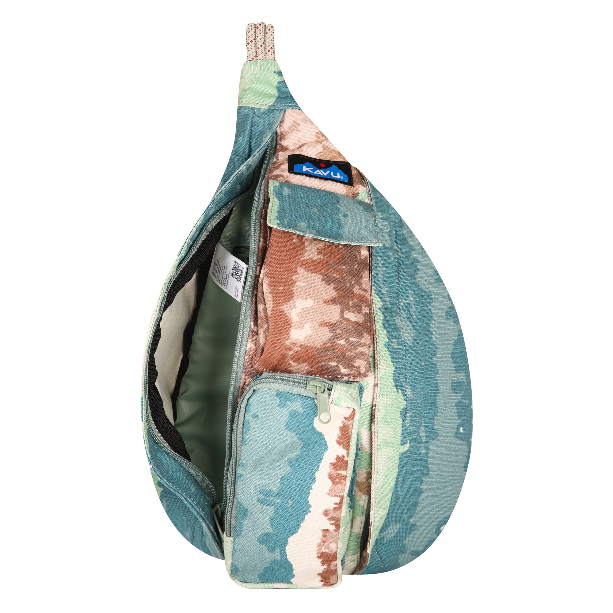 Kavu Tie-Dye Blue and White Rope Sling Kavu Rope Sack High Rise Tie Dye Cross Body Bag – Glow Fish  main image 2