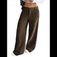 thumbnail image 3 of Pantalones Anchos de para Mujer, Rectos, con Botones y Cremallera Frontal, y Bolsillos Color Café L, 3 of 10
