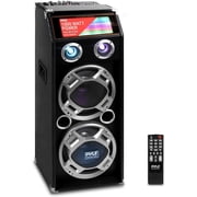 Pyle PSUFM1035A - 1000 Watt Disco Jam Powered Two-Way Bluetooth Speaker System w/ Flashing DJ Lights, USB/SD Card Readers, FM Radio, 3.5mm AUX Input, Graphic EQ & USB Charge Port