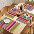 thumbnail image 5 of Mexican Style Placemats Set of 8 Colorful Mexico Stripes Orange Purple Place Mats Indoor Wipeable Table Mats Washable Cloth Dining Table Placemats for Kitchen Holiday Party Home Decor 13x19 Inch, 5 of 9