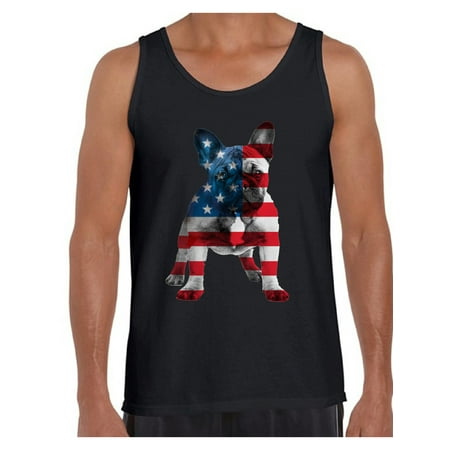 Bulldog Tank Awkward Styles Men's USA Flag French Bulldog Cute Graphic Tank Tops 4th Of July Party Pet Lover ()