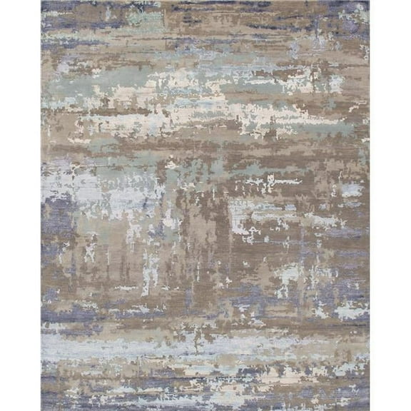 Pasargad Home Transitional 95" x 120" Hand-Knotted Wool Area Rug in Silver/Blue