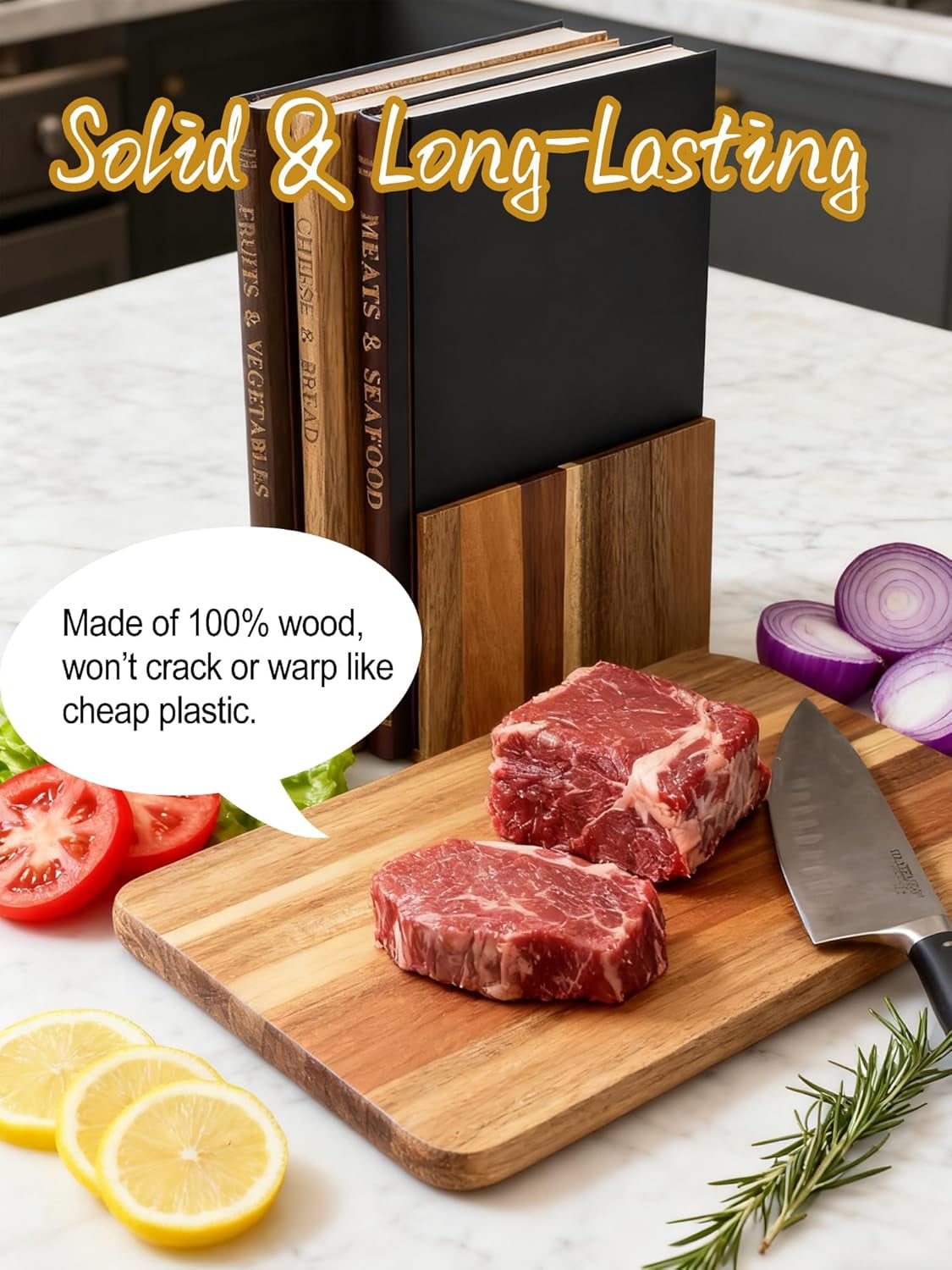 Book Cutting Board Set, Book Themed Cutting Board Set 100% Wood, Walnut Cutting Board Book Set with Stand For Kitchen, Cheese Bread Meat Vegetable Prep Serving Board