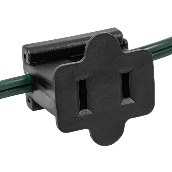 Holiday Lighting Outlet In Line Pass Through Power Black End Slip Plug