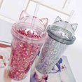 thumbnail image 2 of Vaso Glitter HappyWare con Popote y Tapa con Orejas de Gato Gris 400ml, 2 of 3