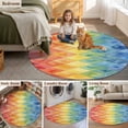 thumbnail image 5 of Rainbow Patchwork Round Area Rug 8Ft Washable Large Circle Rugs for Living Room Dorm, Colorful Diamond Abstract Art Non-Slip Carpet Floor Mats Indoor Outdoor Carpet Runner Aesthetic Home Decor, 5 of 8