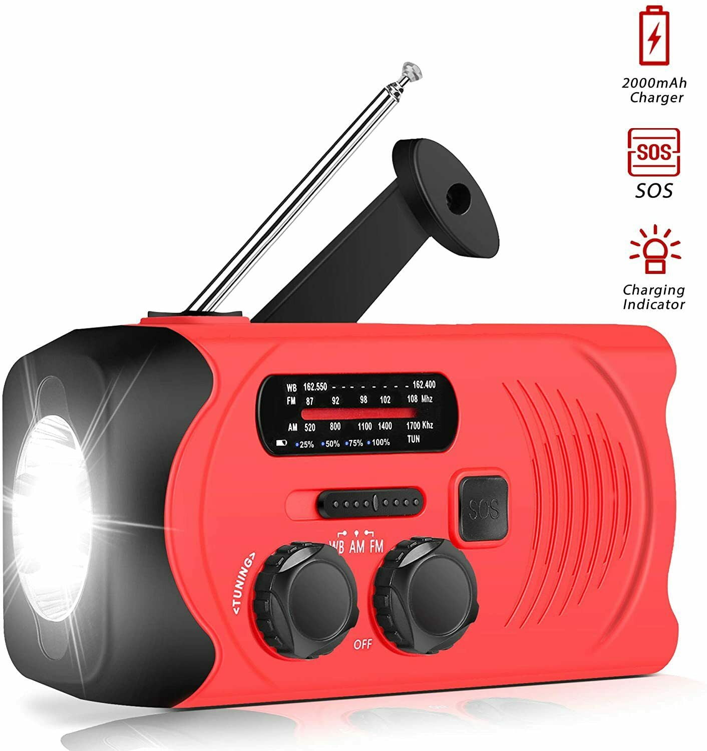 Emergency Solar Hand Crank Dynamo AM/FM/NOAA Weather Radio Flashlight