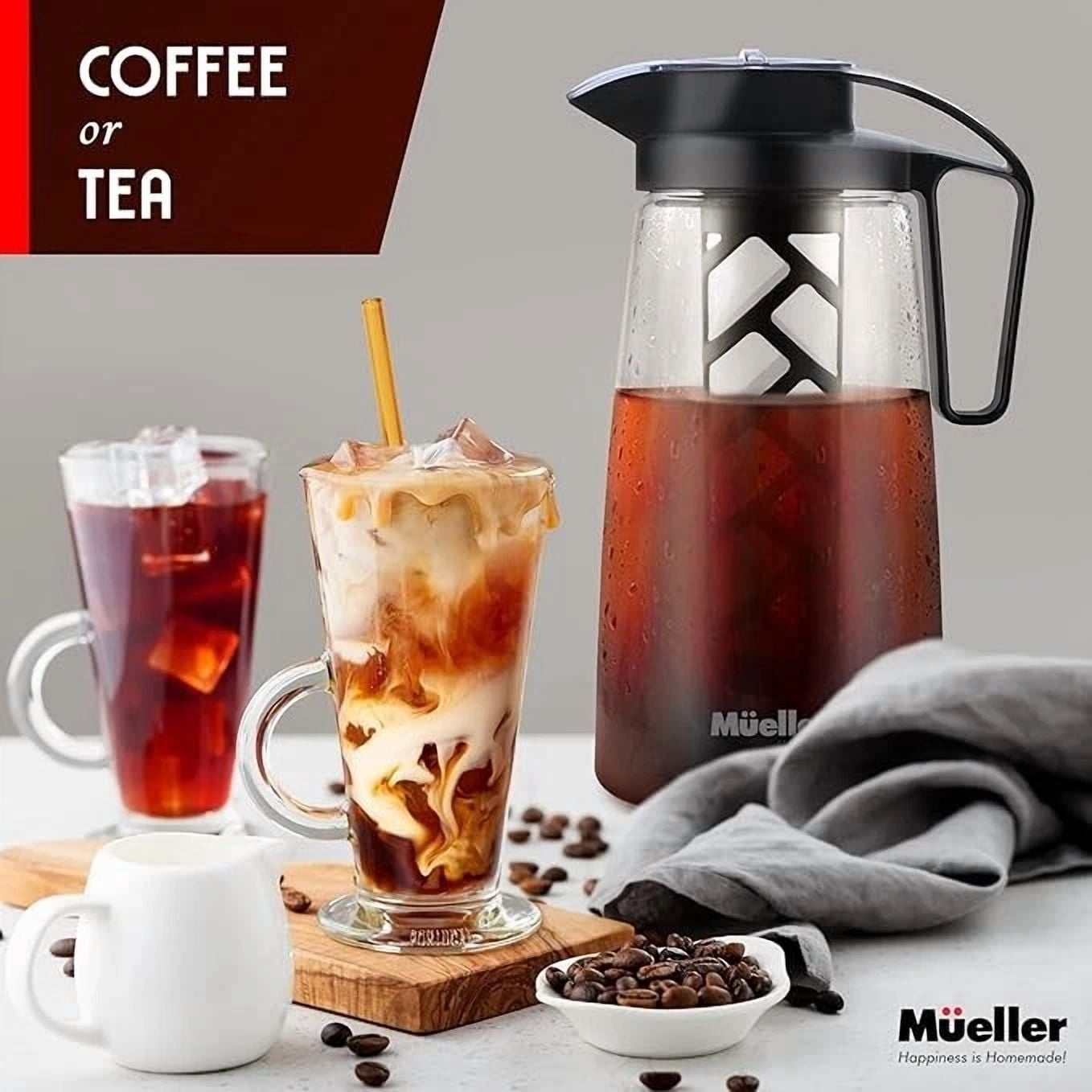 CIRCLE- Mueller Cold Brew Coffee Maker, 2-Quart Heavy-Duty Tritan Pitcher, Iced Coffee ?