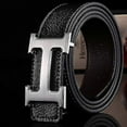thumbnail image 2 of New Style Business Leisure Genuine PU Leather H Smooth Buckle Litchi Grain Belt For Men (FMY), 2 of 5