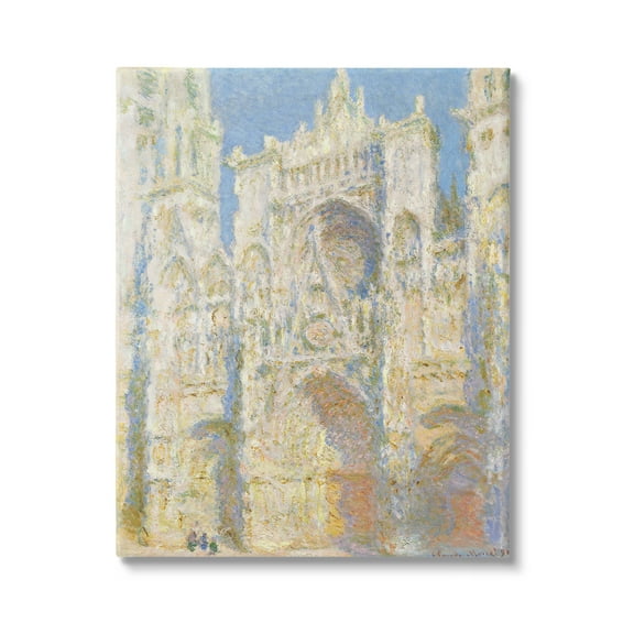 Stupell Industries Rouen Cathedral, West Facade Sunlight Claude Monet Painting Painting Gallery Wrapped Canvas Print Wall Art, Design by one1000paintings
