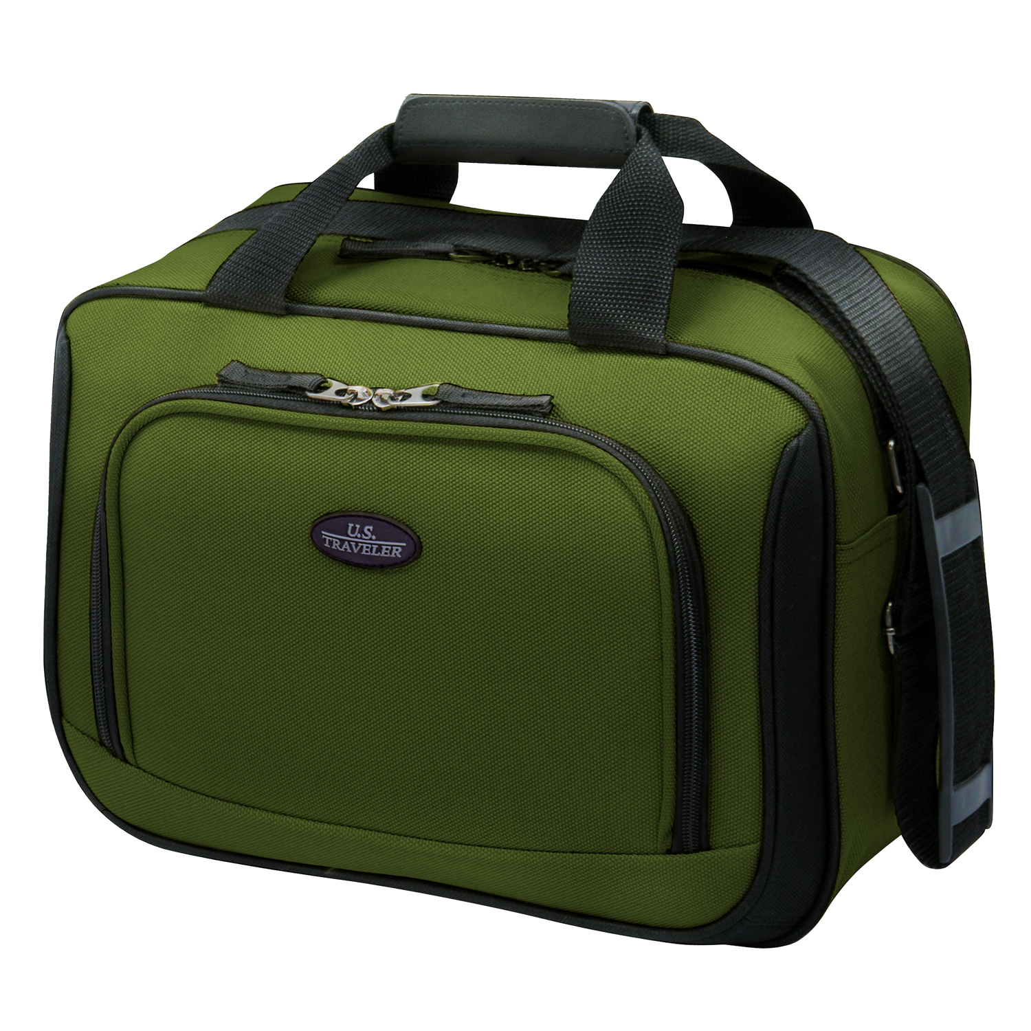 U.S. Traveler Rio Rugged Fabric Expandable Carry-on Luggage, 2 Wheel Rolling Suitcase, Green, 2-Piece - image 2 of 7