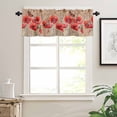 thumbnail image 3 of Window Valance for Kitchen,Retro Red Poppy Flower Butterfly Curtain Valances Rod Pocket Short Curtains,Vintage Floral Letter Back Privacy Window Treatment for Bedroom Bathroom Living Room, 3 of 8