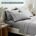thumbnail image 6 of Bare Home Luxury Bed Sheet Set - Premium 1800 Collection - 6 Piece - California King, Light Gray, 6 of 8