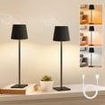 thumbnail image 1 of OUTON Cordless LED Table Lamps Set of 2, Touch Control Rechargeable Desk Lamp, 3 Colors Stepless Dimming for Home Office Restaurant Bedroom Bars (Black), 1 of 9
