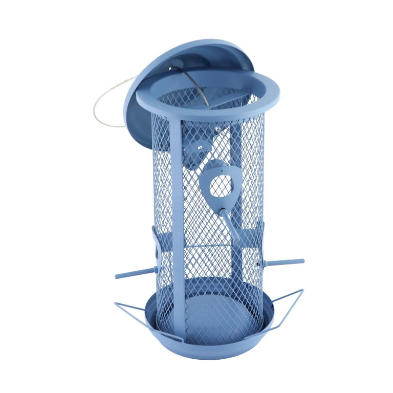 Vibrant Life 4-Perch Peanut and Sunflower Bird Feeder, Blue
