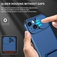 thumbnail image 4 of Cowithday for iPhone 14 Case with Slide Camera Cover, Kickstand Rugged Military Grade Shockproof TPU Rubber Silicone Anti-Scratch Hard PC Back Phone Case Cover for Apple iPhone 14 5G 6.1 inch, Blue, 4 of 9
