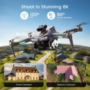 Drone with 4.3 Screen on Remote, Foldable Wefone M3, HD Camera, Obstacle Avoidance, Brushless Motor, Optical Flow, Lightweight, 2 Batteries, Gray