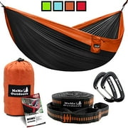 Lightweight Double Camping Hammock - Adjustable Tree Straps & Ultralight Carabiners Included - Two Person Best Portable Parach