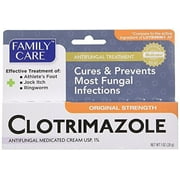 Family Care Clotrimazole Anti Fungal Cream, 1% USP Compare To Lotrimin 1 oz. (10 Pack)