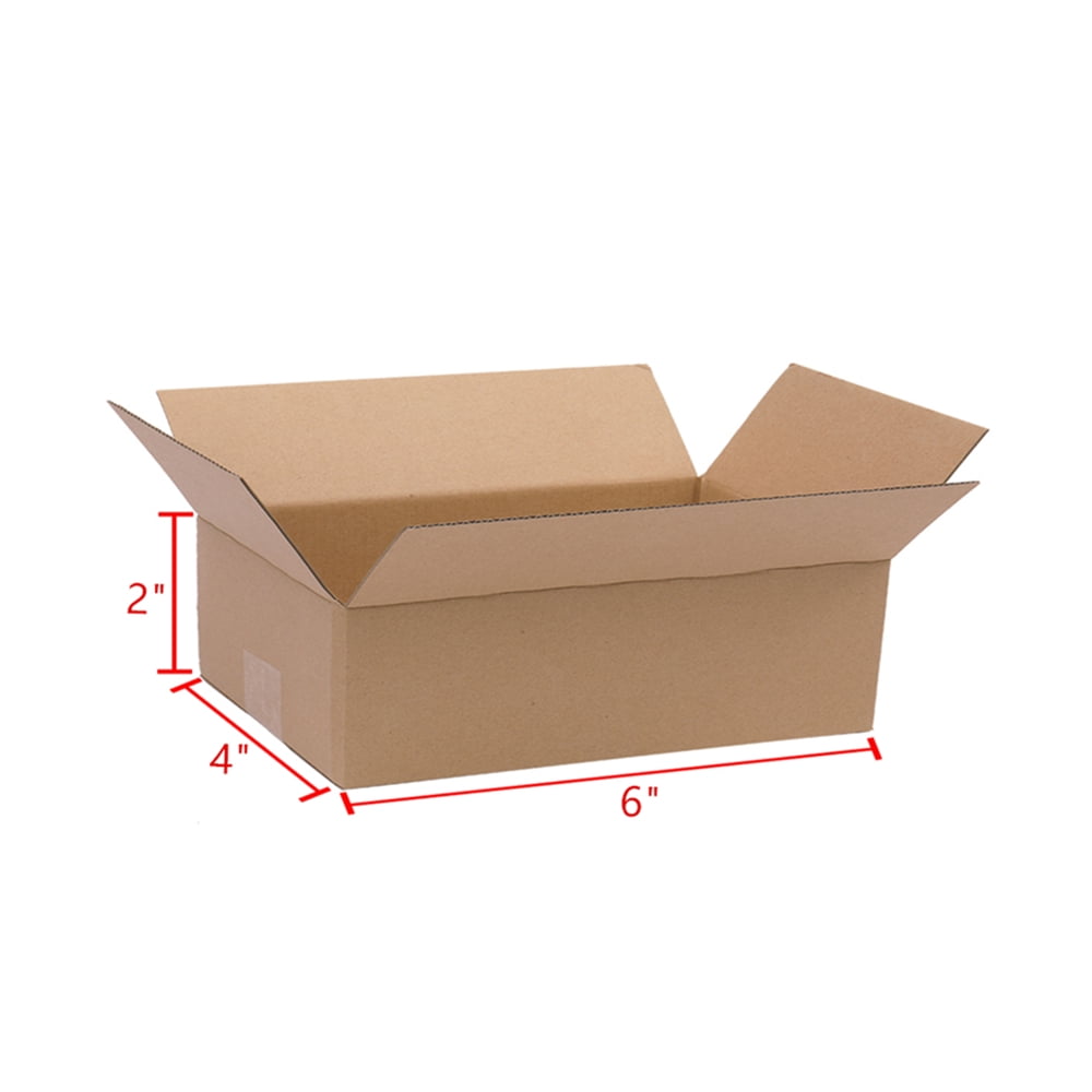 GZXS 100 Pack 6x4x2 Inches Shipping Boxes Corrugated Boxes, Small Recycled Shipping Corrugated Boxes Mailers, Sturdy Kraft Corrugated Cardboard Boxes for Shipping and Mailing, Yellow